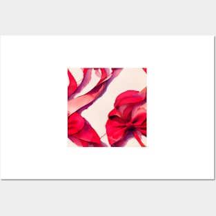 Watercolor red bow red ribbon Posters and Art